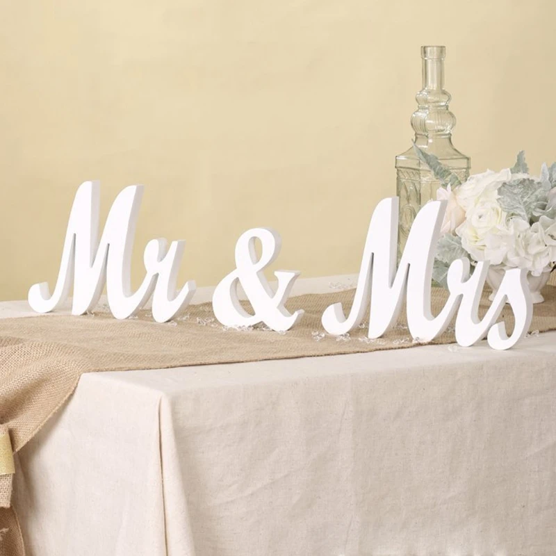 

Wedding Reception Sign White Wooden Letters Mr & Mrs Table Centrepiece Decor Set