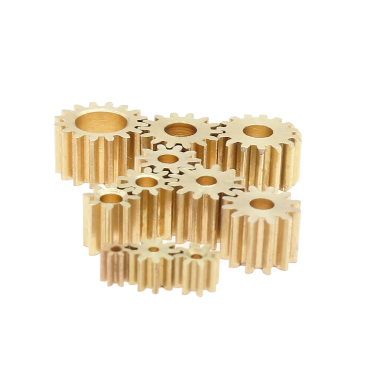 Motor Gear Transmission Gear 2PCS 7-16T Teeth 0.3/0.4/0.5 Module Copper Metal Gear For DC Motor Output Shaft Reduction Gearbox Accessories 1mm-5mm Hole
