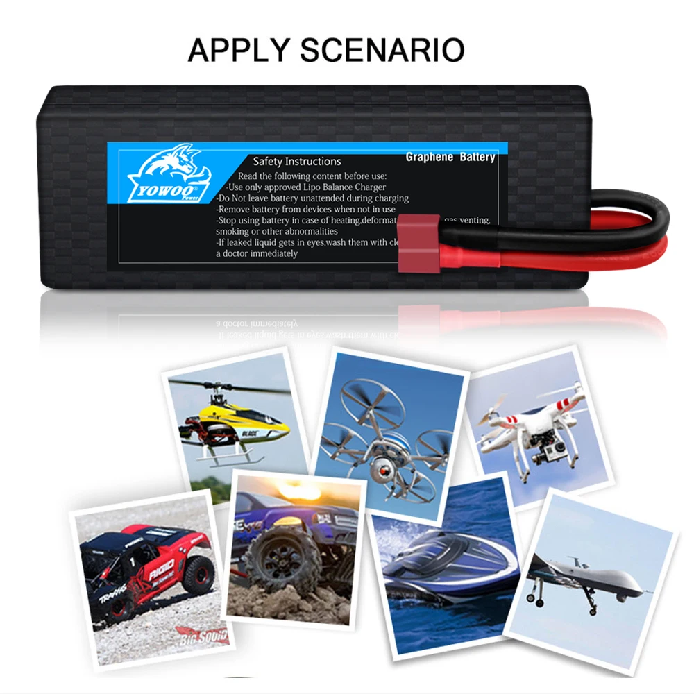 1/2 упаковок YOWOO графеновая батарея 2S 7 4 В 6500 мАч 65C Lipo аккумулятор твердый корпус с