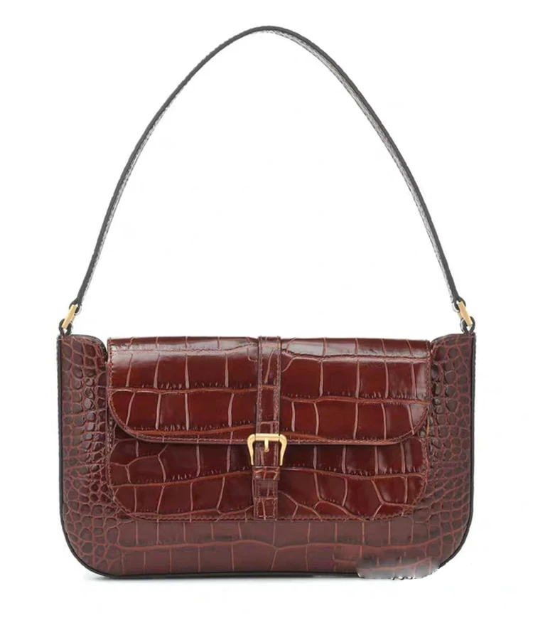 

Crocodile Pattern Women Shoulder Bag Genuine Leather Female Bag\Handbags Elegent Simple Retro Cowhide Ladies Tote~19B33