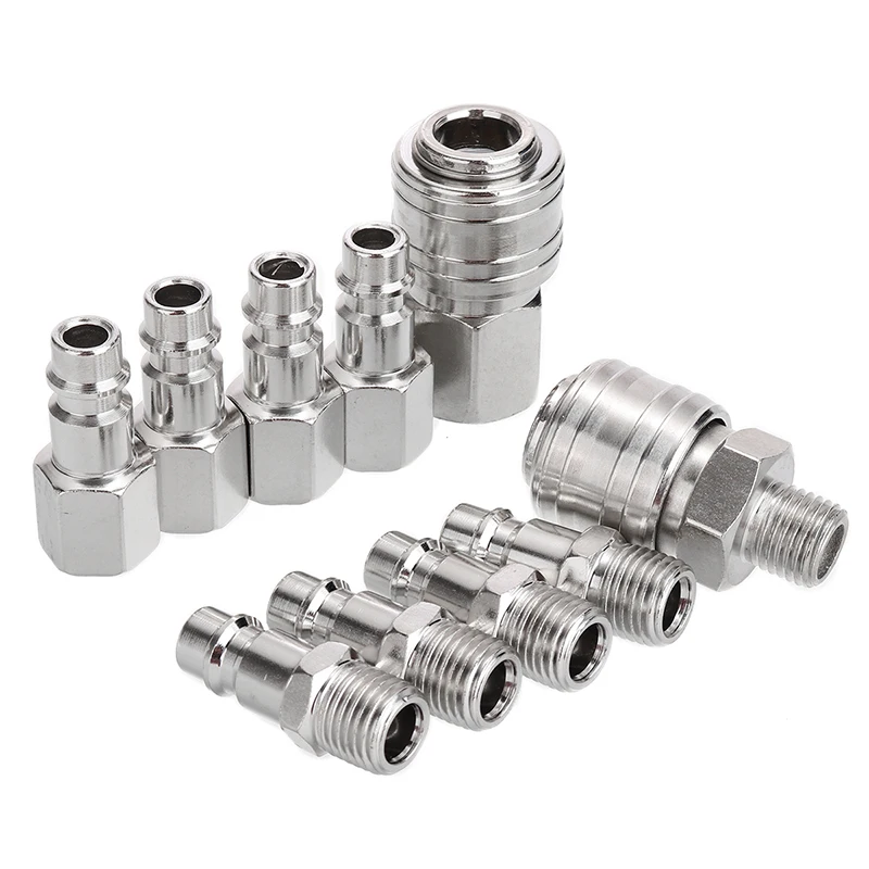 5 Pack Compressor Airline Pneumatic Quick Release Couplings 1/4BSPT Male Thread Garage Tools 