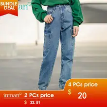 INMAN, весна, Новое поступление, индивидуальная оснастка, тренд, карман на щиколотке, вареные женские длинные прямые джинсы, брюки