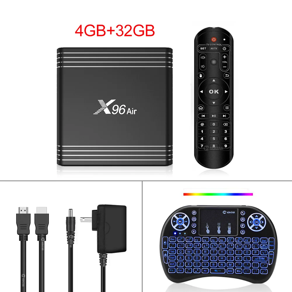 ТВ-приставка VONTAR X96 Air Amlogic S905X3 mini Android 9,0 4GB 64GB 32GB wifi 4K 8K 24fps Netflix X96Air 2GB 16GB телеприставка - Цвет: 4G 32G i8 backlit