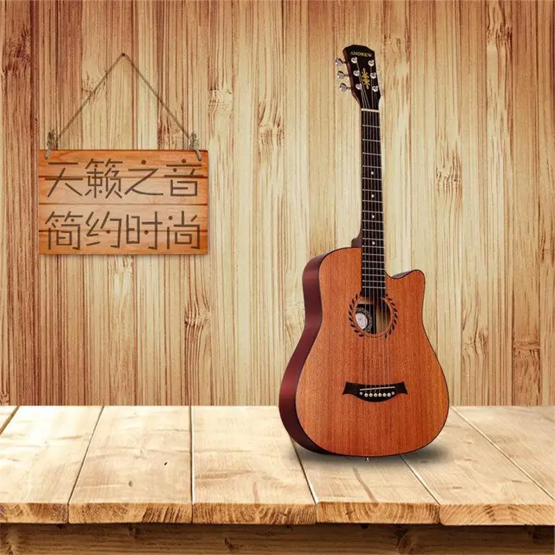 Leaves Andrew 38 дюймов народная гитара из Сапеле sun sapele leaves sapele deer Акустическая гитара - Цвет: Leaves