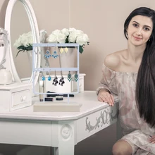 24 Отверстия, деревянные серьги, органайзер для ювелирных изделий, подставка, металлический держатель для ювелирных изделий, серьги, ожерелье, стойка, дисплей, 2 уровня, 35P