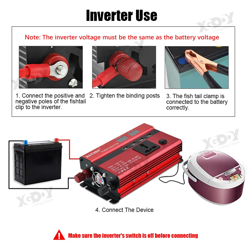 Essgoo 4 шт. USB 3000 Вт DC 12 В/24 В в AC 110 В/220 В портативный автомобильный инвертор зарядное устройство конвертер адаптер Модифицированная синусоида