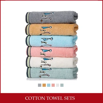 

6 colors Towel 4 Pcs Cotton Towels Sets Baby kids High Absorbent Face toalla Thick Cotton Solid Bath Beach Adults Soft toallas