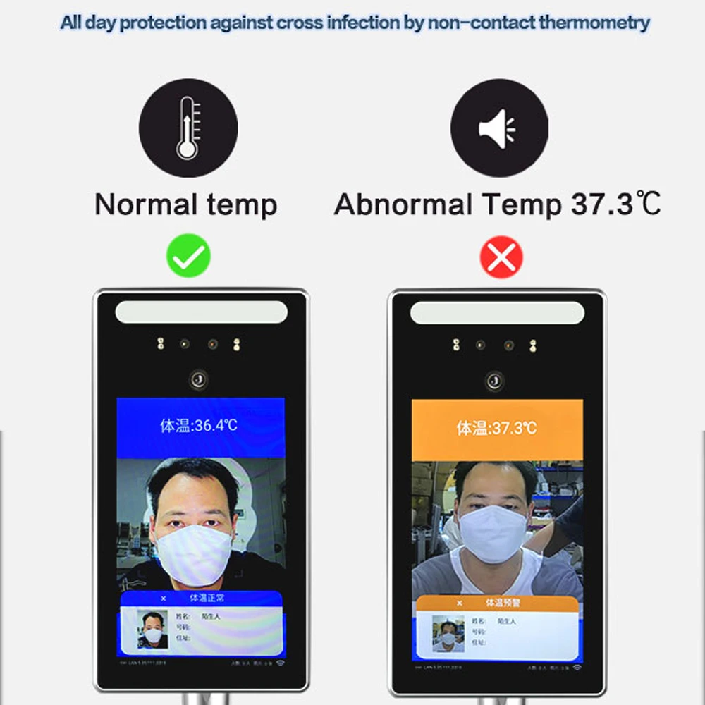 AI термокамера распознавание лица Обнаружение температуры тела мониторинг