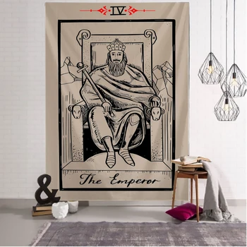 

The emperor Tarot Card Indian Mandala Hippie Macrame Tapestry Wall Hanging Boho decor Psychedelic Witchcraft Tapestry