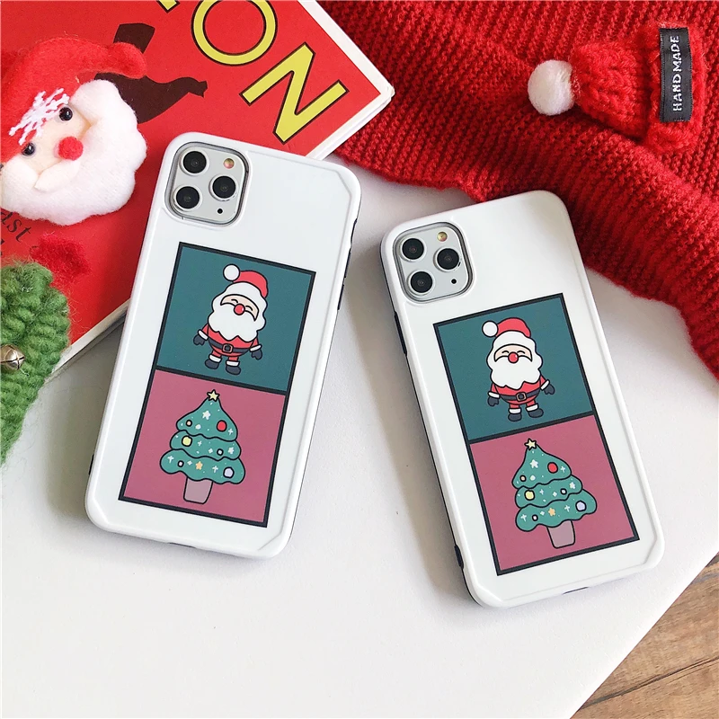 Мультфильм Санта Клаус чехол с елкой для Iphone 11 11pro Max анти-шок мягкий чехол по технологии imd для Iphone X Xs Max Xr 6s 7 8plus чехол