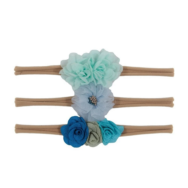 

1Set Baby Children's Nylon Hair Band Set Rose Chiffon Flower Elastic Headwear Magic Headbands Infant Hair Accessories