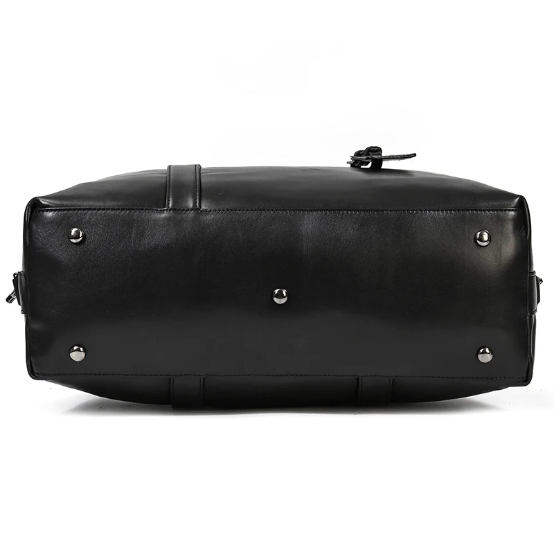 Black Leather Travel Bag For Men
