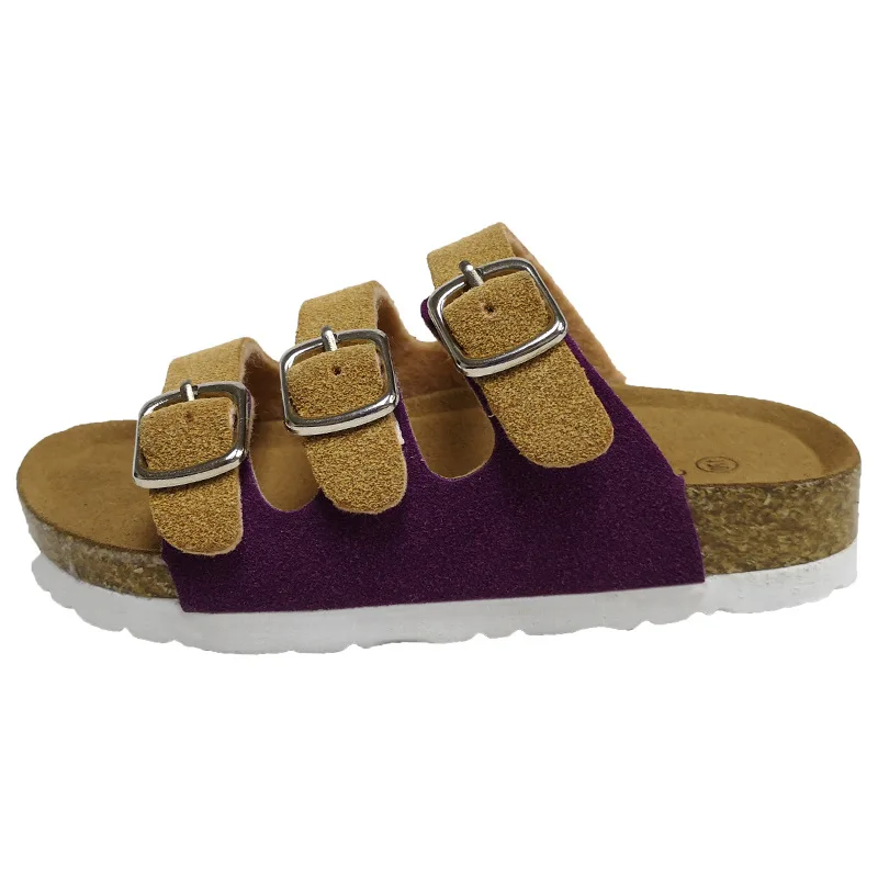 ULKNN kid's Cork Sole CHILDREN'S Slippers Summer Mixed Colors Medium-small CHILDREN'S Shoes Baby Anti-slip Buckle Shoes