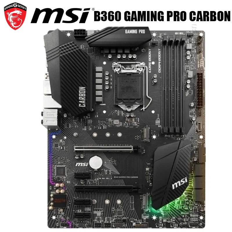 LGA 1151 B360 игровая PRO карбоновая материнская плата Core i7/i5/i3 DDR4 64 Гб PCI-E 3 0 оригинальная