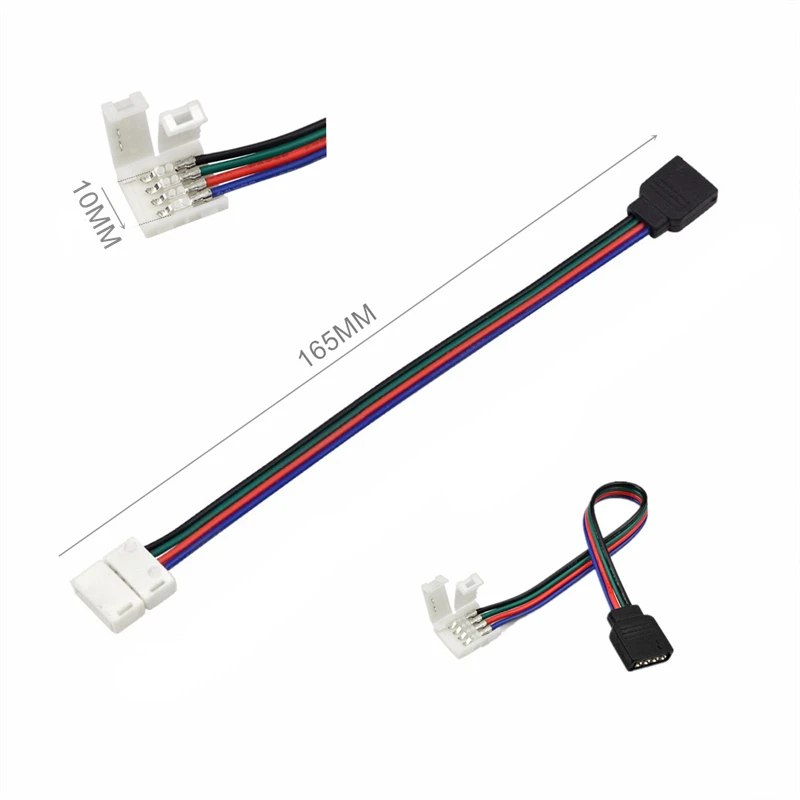 Angcai 2/4 Pin светодиодные полосы света разъем комплект Pigtail Solderless 5-24 в 10 мм 5050 RGB многоцветный Один Цвет DC DIY