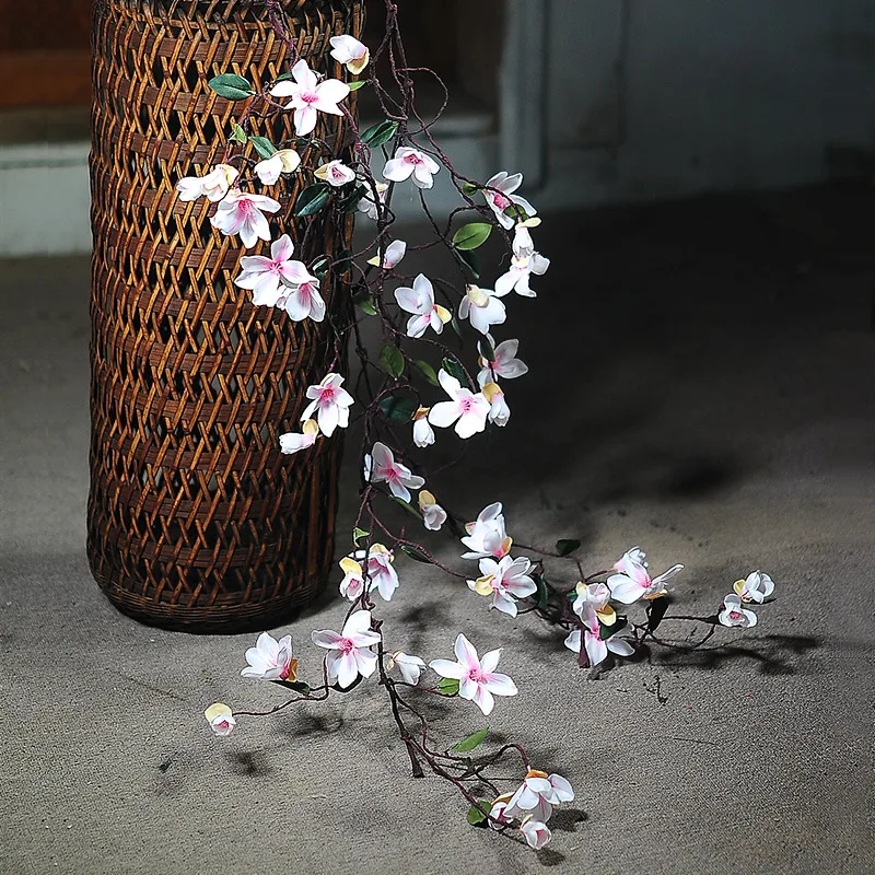 6 Spray Magnolia Natalizia Artificiale - Fiori Verdi Con Bordatura Oro Per Decorazioni - Foto 8