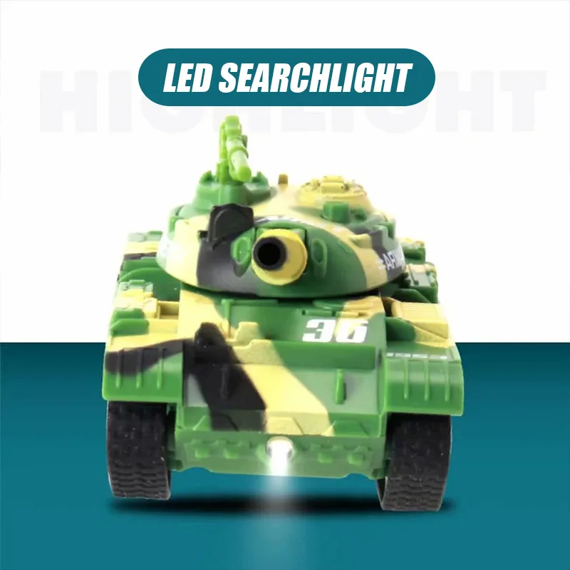 led light 4-CH 1:64 mini remote control tank RC car simulation combat tank model educational toy children gift 4