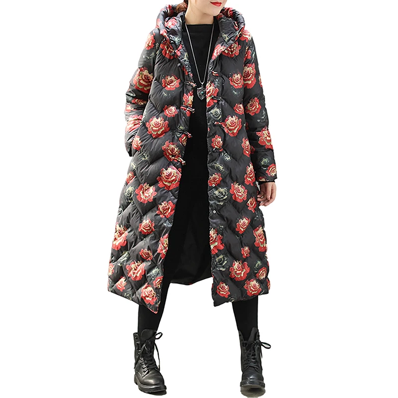 Autumn Winter Print White Duck Down Jacket 90%