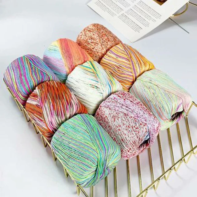 50g/Ball 100% Cotton Lace Rainbow Yarn Colorful Dyeing Gradient Thin Thread  For Crocheting Knitting By 1.6-2.0mm Crochet Hooks - AliExpress