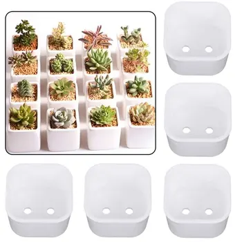 

5pcs Succulent Plants Office Garden Desktop Square Planter Home Decorartion Living Room Patio White Cactus Flower Pot Windowsill