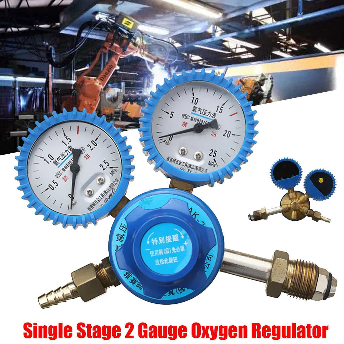 Dual Gauge Single Stage Argon Regulator Oxygen Reducer Mig Flow Meter