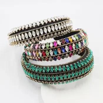 

Baroque Tiaras Wide Headband Luxurious Crystal Rhinestones Hair Hoop Female Girls Headwear Accessories