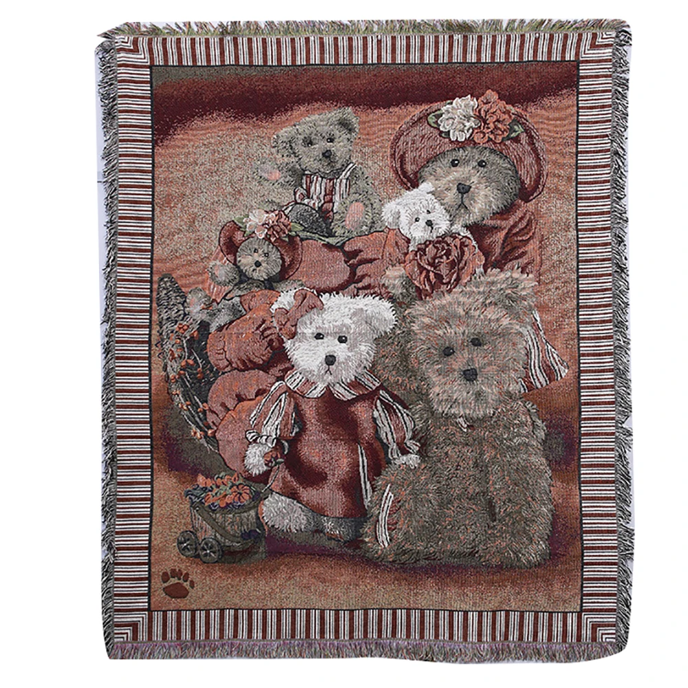130x160 см моющийся Мягкий хлопковый плед с рисунком медведя, одеяло для дивана, стула, гобелен, одеяло для дивана, путешествий, офиса
