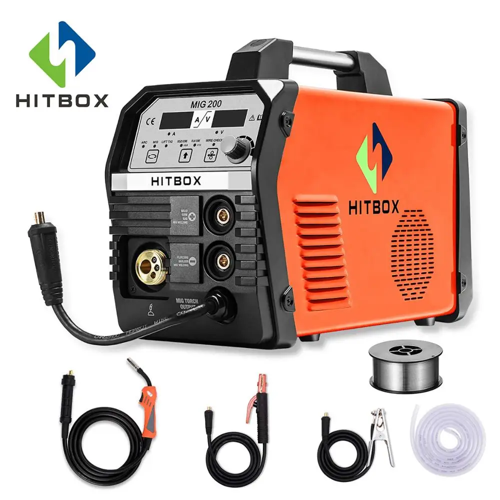 Сварочный аппарат HITBOX Mig сварочный MIG200 с функциями MMA TIG MIG 220 В аксессуарами