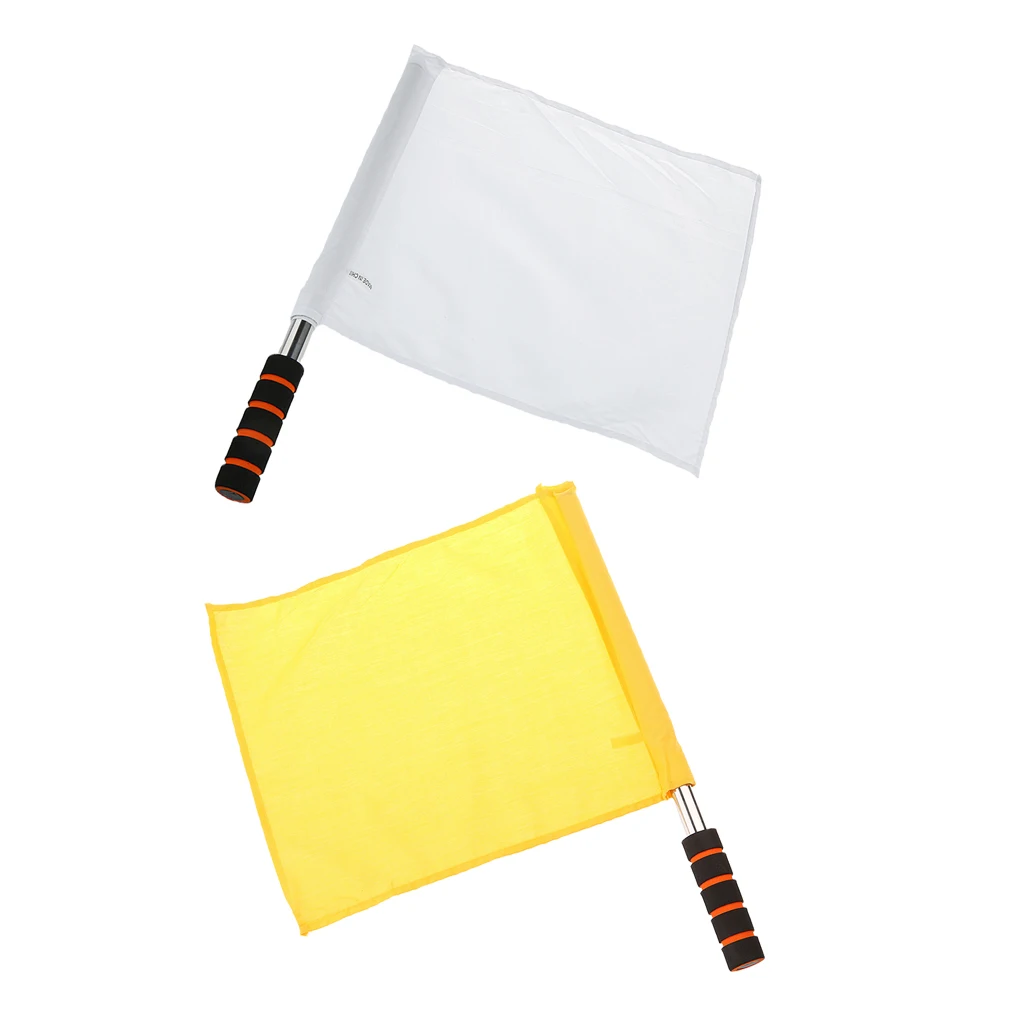 2 Pieces Portable Durable Sports Football Soccer Hockey Rugby Linesman Referee Flags Equipment 37 x 32.7 cm