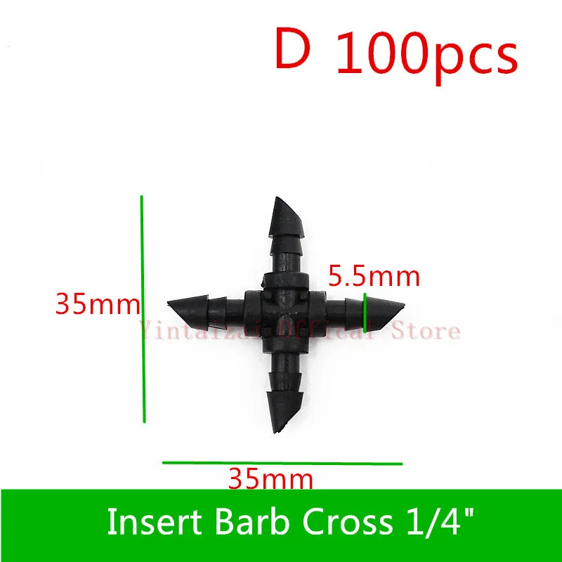 100 шт. 1/" вставка штыревой соединитель локоть крест для 4/7 мм Microtube полива сада инструменты капельного полива и орошения фитинги