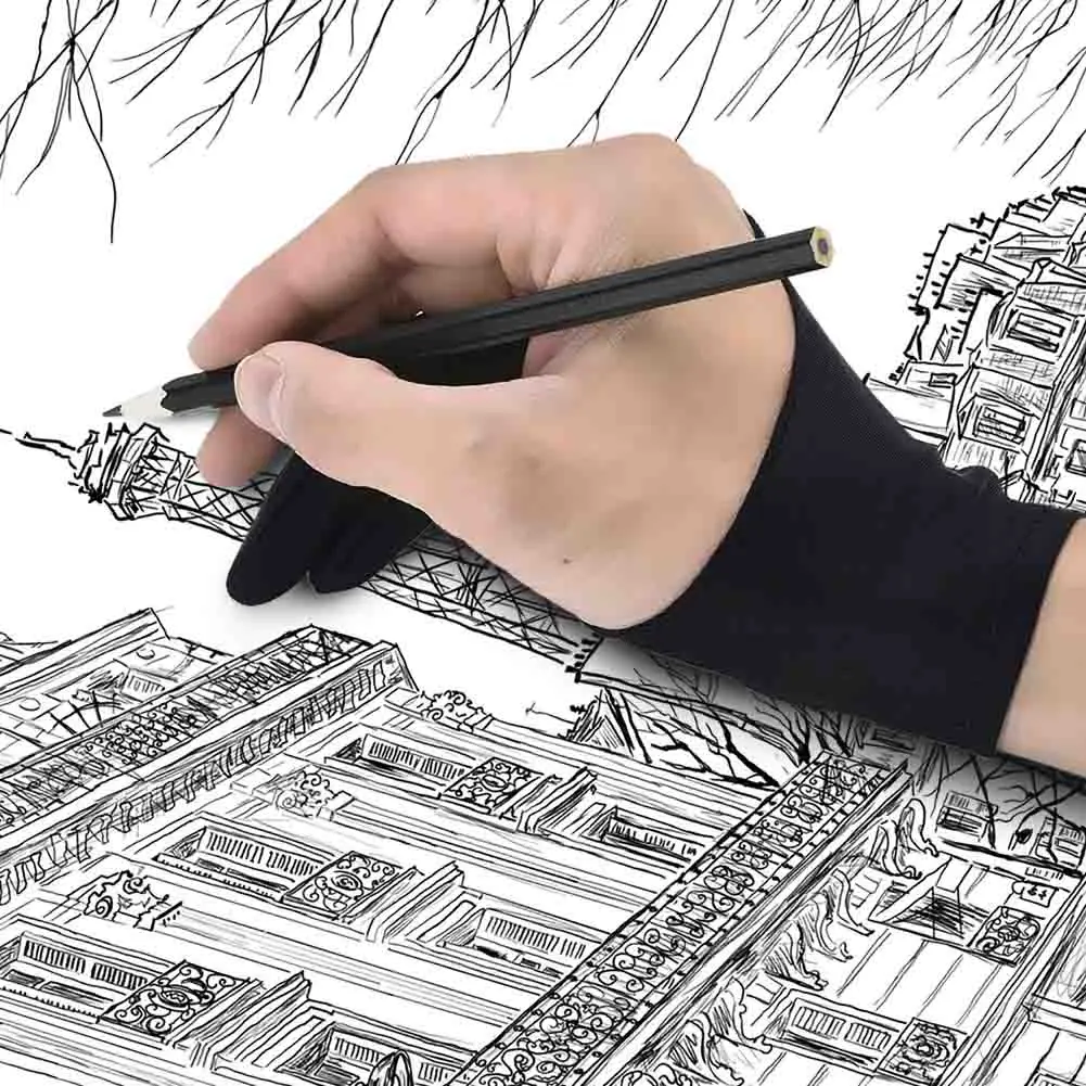 

For Artist Glove For Drawing Black 2 Finger Painting Digital Tablet Writing Glove For Art Students Arts Lovers Drawing Gloves