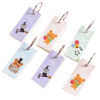 

Cartoon Mini Bear Notebook Cute Ring Buckle Blank Word Book Card Tearable Notepads Stationery gift memo pad school supply