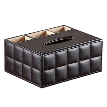 

Multifunctional Desktop Organizer Remote Control Holder Pencil Scissor Container PU Leather Tissue Box