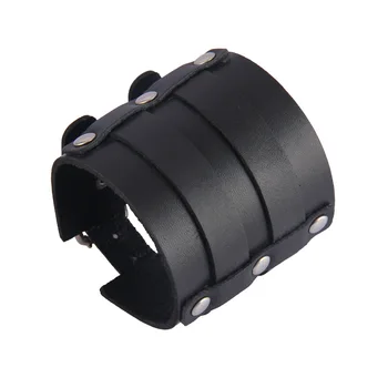 

Simple and stylish Clasp alloy bracelet Vintage Punk Retro Creative double buckle Leather Bracelet Men and women bracelets