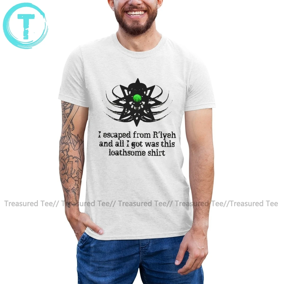 Футболка Necronomicon рубашка Cthulhu футболка от R Lyeh Мужская хлопковая потрясающая с
