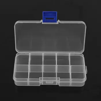 

Plastic 10 Slots Adjustable Jewelry Storage Box Case Craft Organizer Beads Home Bedroom Organizer Square Type Box Container Tool