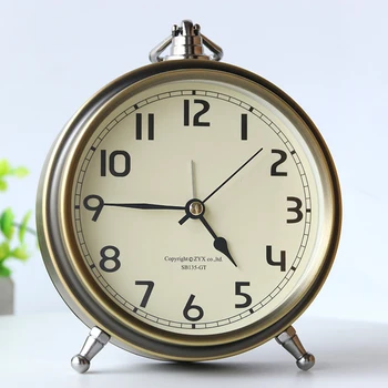 

Bedroom Vintage Alarm Clock Metal Simple Nordic Wake Up Light Night Desktop Big Digital Clock Mechanism Mesa De Som QLA040