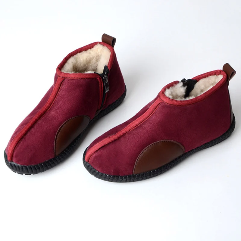 

Women's boots Genuine leather Antiskid Snow Boots Woman Winter Shoes Size 41-45 Zipper Short Plush Ankle boots for women 2019