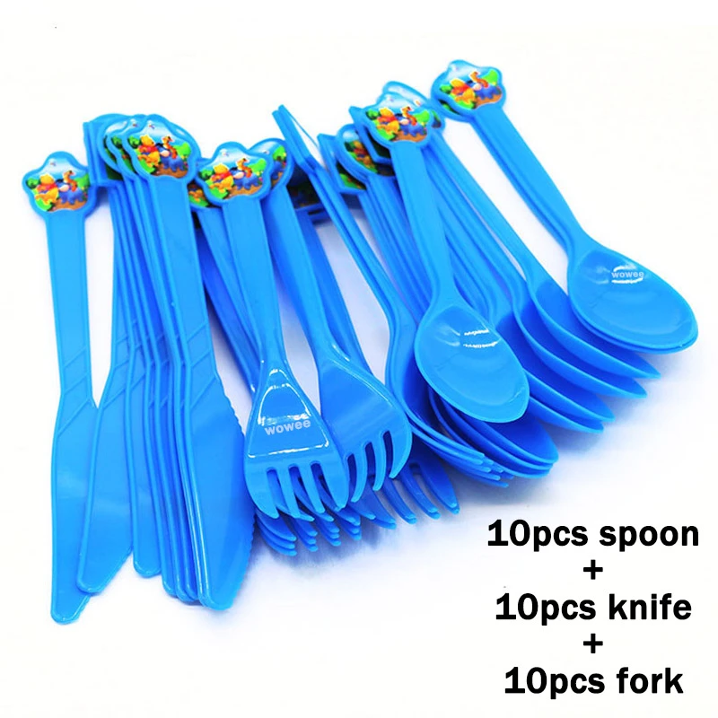 10Spoon10Fork10Knive 6 шт. одноразовые столовые приборы с изображением медведя Винни, праздничные принадлежности для дня рождения, праздничные украшения, вечерние подарки - Цвет: 10Spoon10Fork10Knive