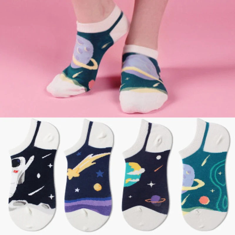 Носки-невидимки женские хлопковые Нескользящие короткие модные тонкие до