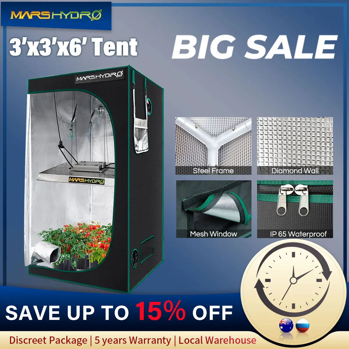 Marshydro 100x100x180cm Grow Tent 1680D indoor garden hydroponic system plant led greenhouse  3'3''x3'3''x5'11'' growing tents