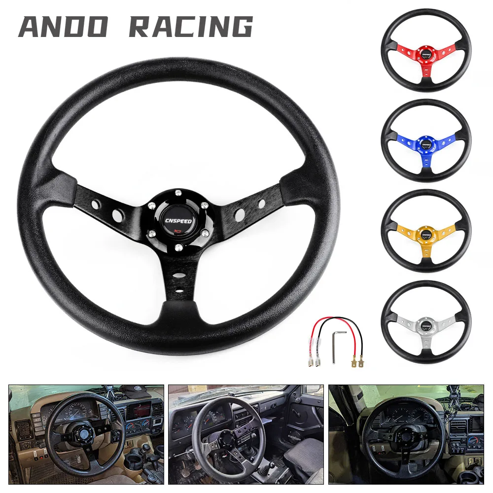 

350mm 14inch Aluminum Alloy Racing PU Leather Steering Wheel 92mm Deep Dish Auto Sport Drifting Steering Wheels