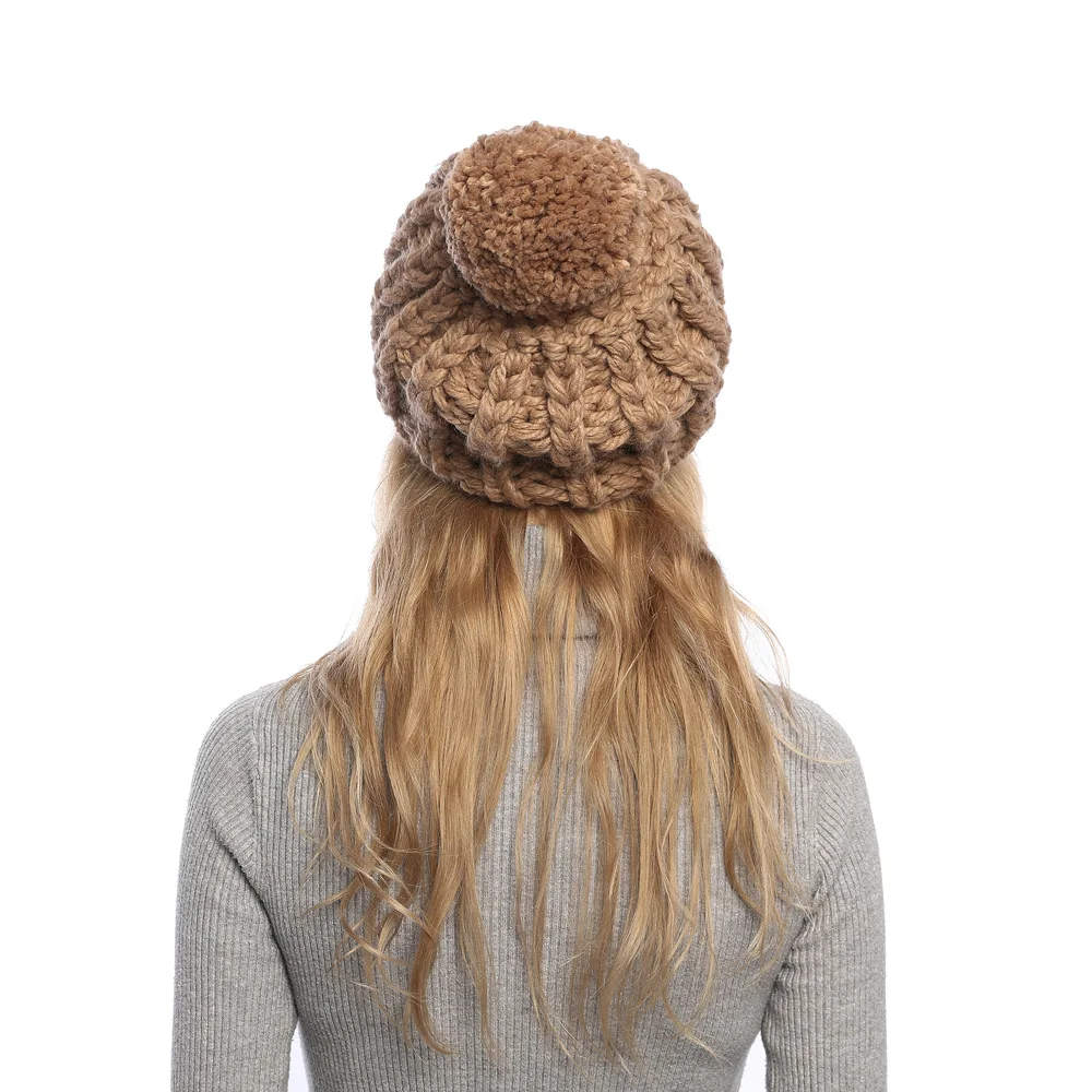 Женская теплая шерстяная шапка на осень и зиму, модная Корейская вязаная шапка, милые шаровые головные уборы