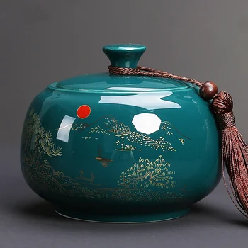

Ceramic Jar Tea Box Tea Leaves Container Candy Can Dried Fruit Tea Caddy Smell Proof Chinese Caja De Te Storage Pot AC50TE