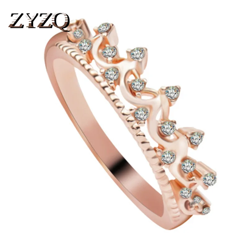 

ZYZQ Exquisite Noble Crown Shaped Rings For Women Romantic Proposal Engagement Wedding Bridal Ring Set With Micro Paved Jewelry