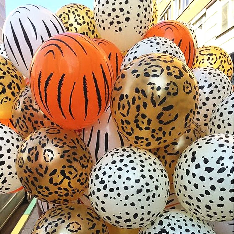 10pcs Animal Printed Cow Tiger Zebra Leopard Latex Balloon Jungle Theme Birthday Wedding Decor Summer Party Baby Shower Supplie