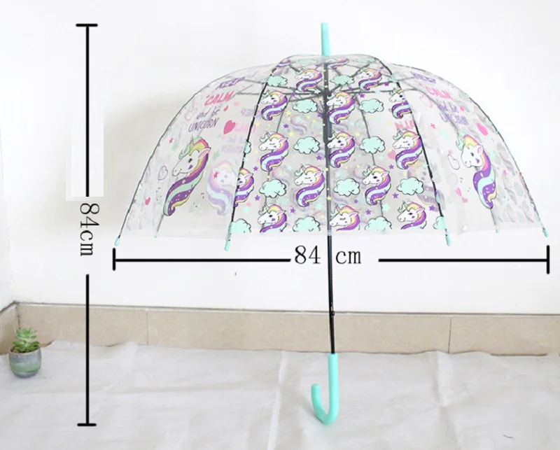 Детский зонтик с единорогом, Прозрачные Зонтики, детский лазерный Зонтик, Милый мультяшный альпака, зонты для девочек, Сакура, Прямая поставка