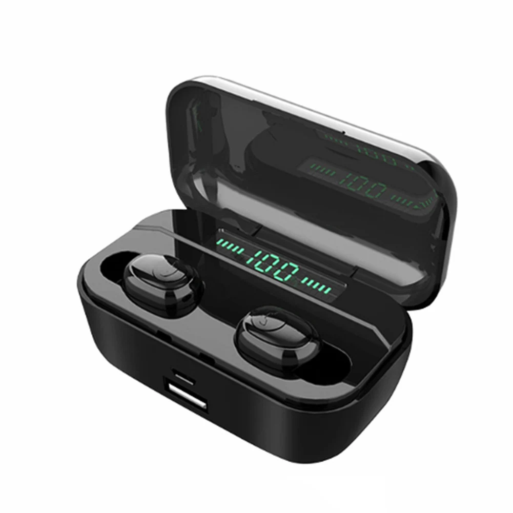 G6S TWS 5,0, Bluetooth наушники, беспроводные наушники, отпечаток пальца, сенсорная Спортивная Бас-гарнитура с микрофоном, стерео, для бега, спорта - Цвет: Black LED Display