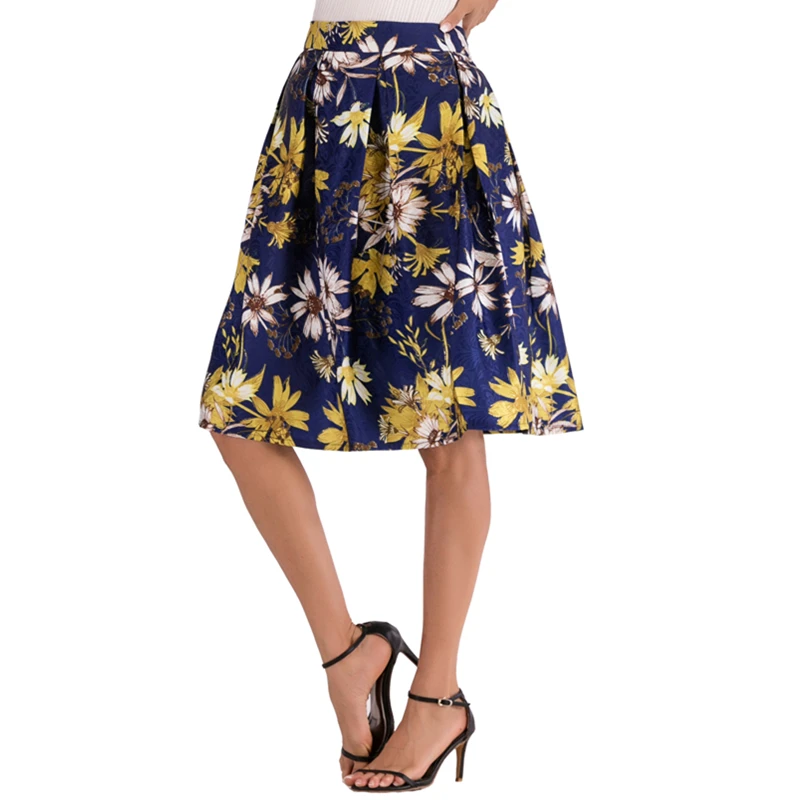 Neophil плиссированные женские юбки средней длины с высокой талией, зимние винтажные Модные Стильные цветочные женские новые атласные юбки Saia S9116