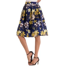 Neophil плиссированные женские юбки средней длины с высокой талией, зимние винтажные Модные Стильные цветочные женские новые атласные юбки Saia S9116